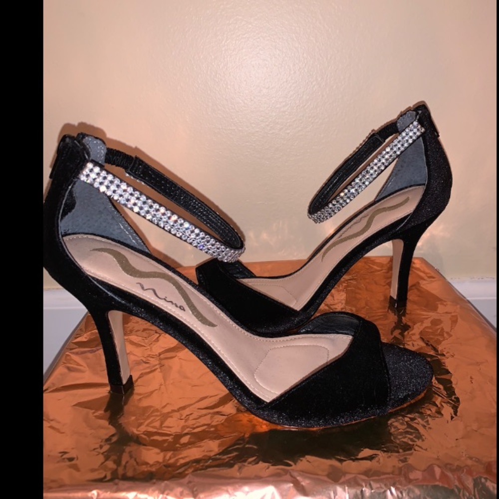 Black velvet dancing heels